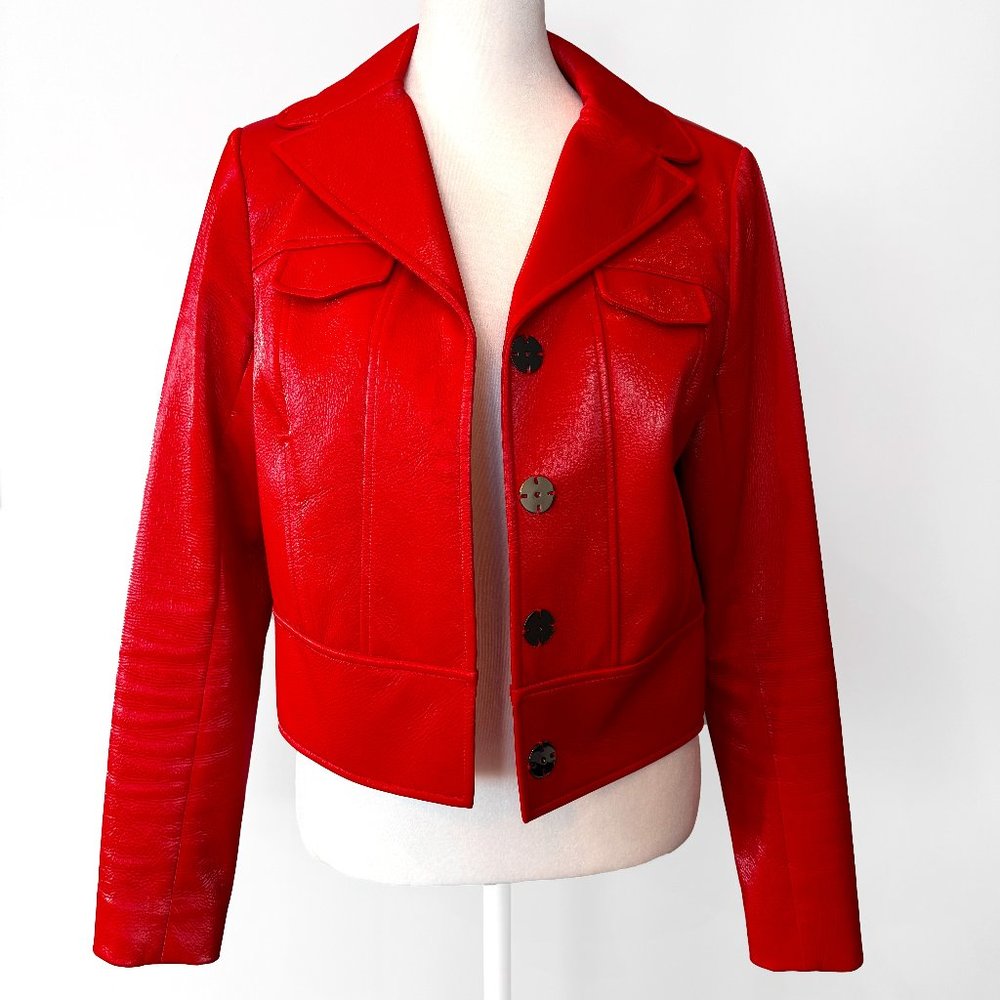 Elie Tahari Red Faux Leather Blazer